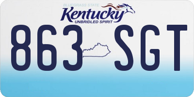 KY license plate 863SGT