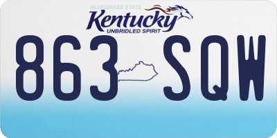 KY license plate 863SQW