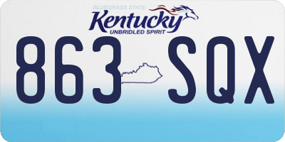 KY license plate 863SQX
