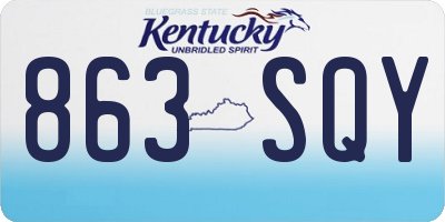 KY license plate 863SQY