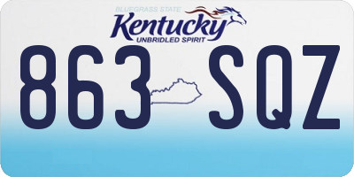 KY license plate 863SQZ