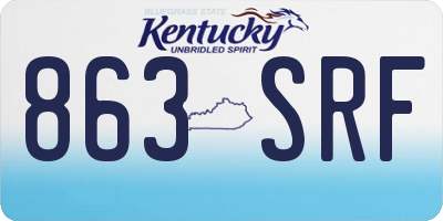KY license plate 863SRF