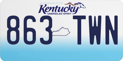 KY license plate 863TWN
