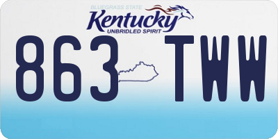 KY license plate 863TWW