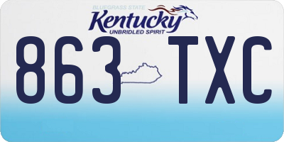 KY license plate 863TXC