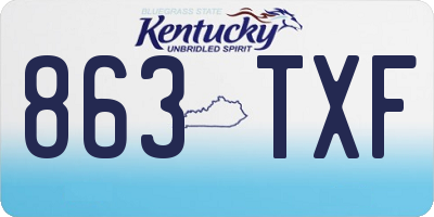 KY license plate 863TXF