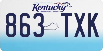 KY license plate 863TXK