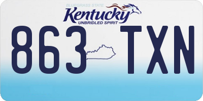 KY license plate 863TXN
