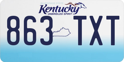 KY license plate 863TXT