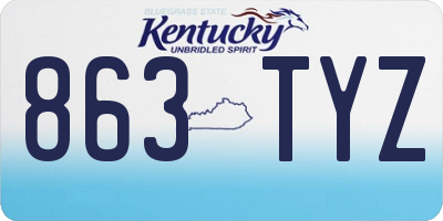 KY license plate 863TYZ