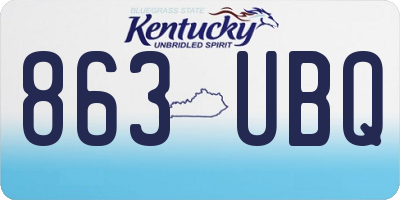 KY license plate 863UBQ