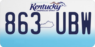 KY license plate 863UBW