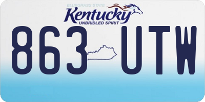 KY license plate 863UTW