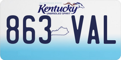 KY license plate 863VAL