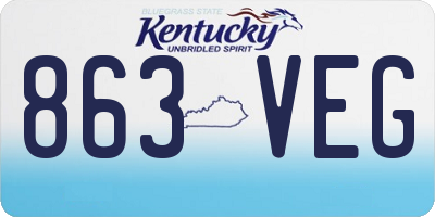 KY license plate 863VEG