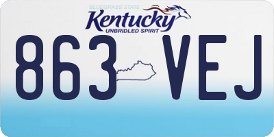 KY license plate 863VEJ