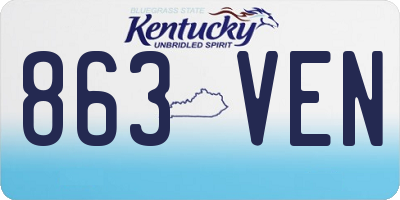 KY license plate 863VEN