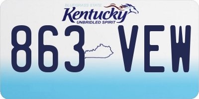 KY license plate 863VEW