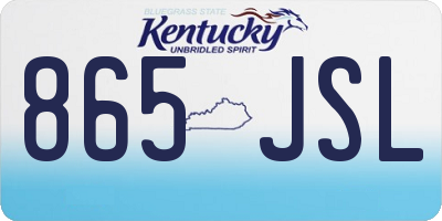 KY license plate 865JSL