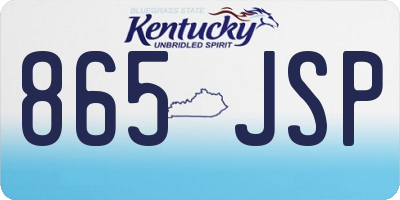 KY license plate 865JSP