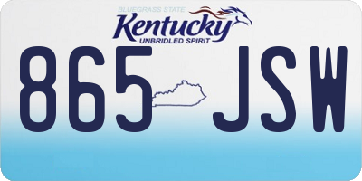 KY license plate 865JSW