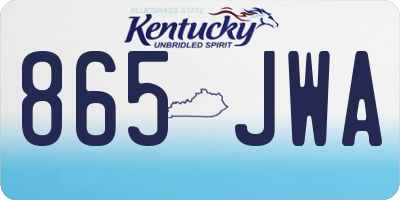 KY license plate 865JWA