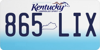 KY license plate 865LIX