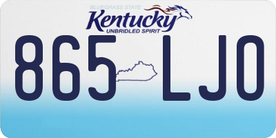 KY license plate 865LJO