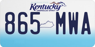 KY license plate 865MWA