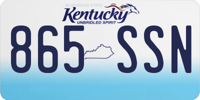 KY license plate 865SSN