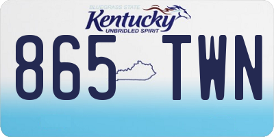 KY license plate 865TWN