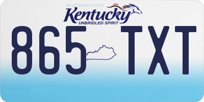 KY license plate 865TXT