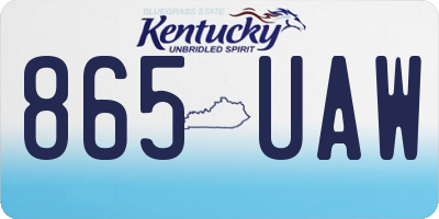 KY license plate 865UAW