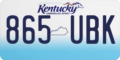 KY license plate 865UBK