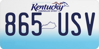 KY license plate 865USV