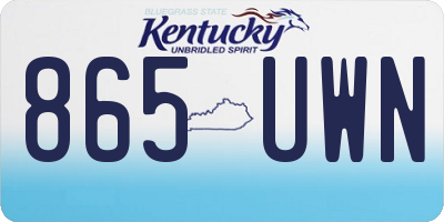 KY license plate 865UWN