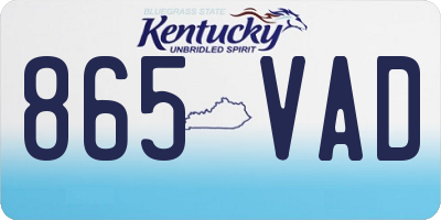 KY license plate 865VAD