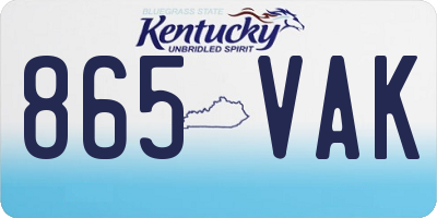 KY license plate 865VAK