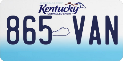 KY license plate 865VAN