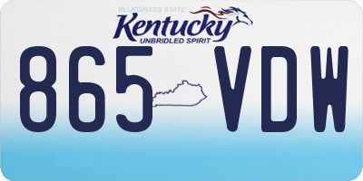 KY license plate 865VDW