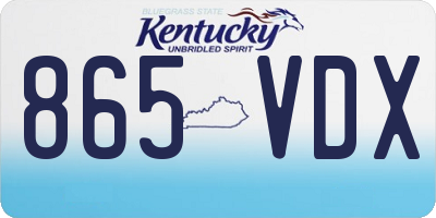 KY license plate 865VDX