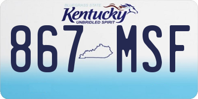 KY license plate 867MSF