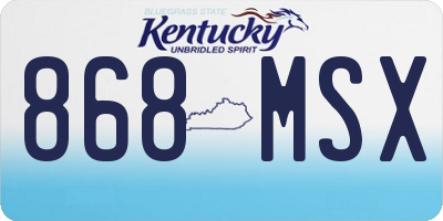 KY license plate 868MSX