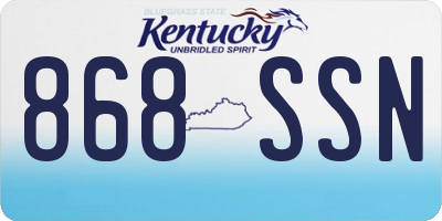 KY license plate 868SSN