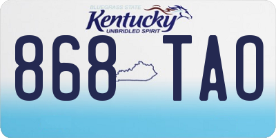 KY license plate 868TAO