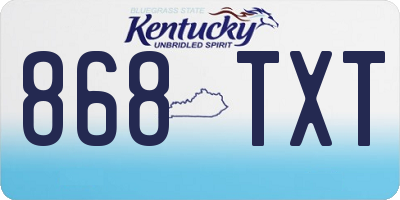 KY license plate 868TXT