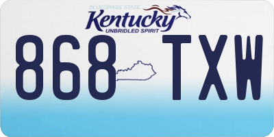 KY license plate 868TXW