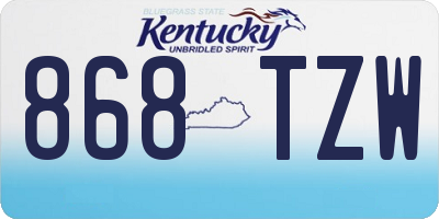 KY license plate 868TZW