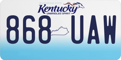 KY license plate 868UAW