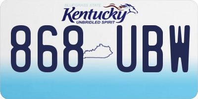 KY license plate 868UBW